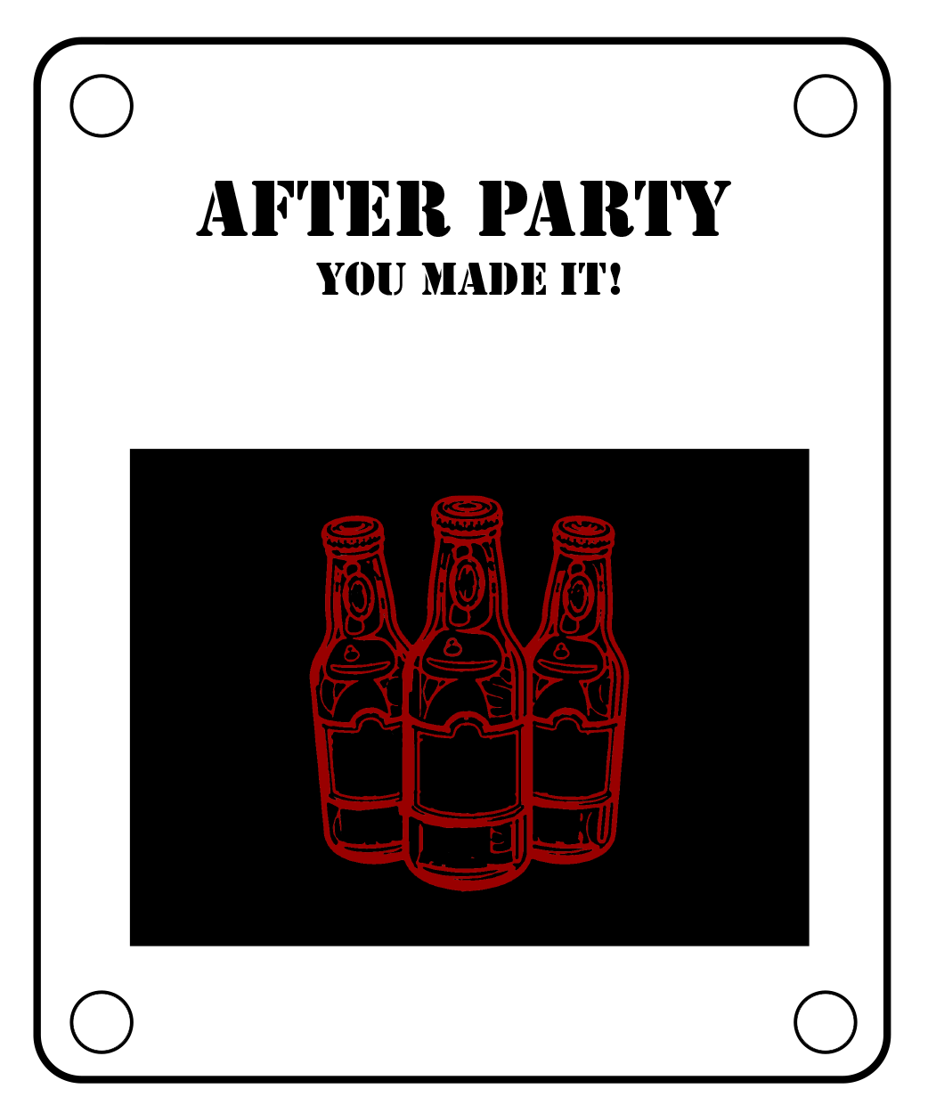 link to the after party page that says After Party you made it!
